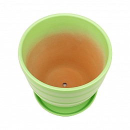 Керамический горшок с подставкой, 2,4л., Д175 Ш175 В160, зеленый