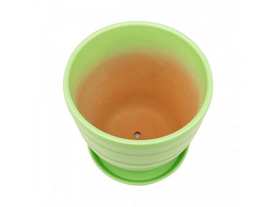 Керамический горшок с подставкой, 2,4л., Д175 Ш175 В160, зеленый