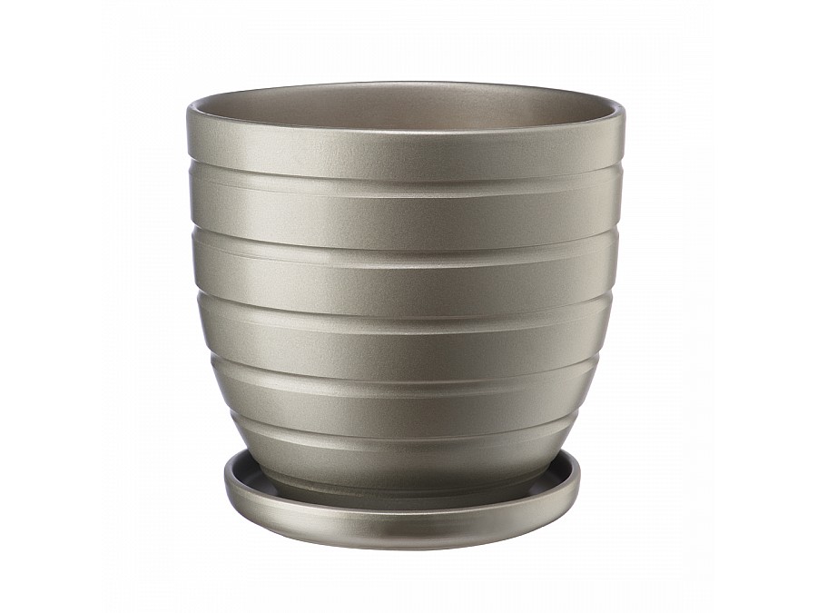 Керамический горшок с подставкой, 4,7л., Д210 Ш210 В200, антрацитовый