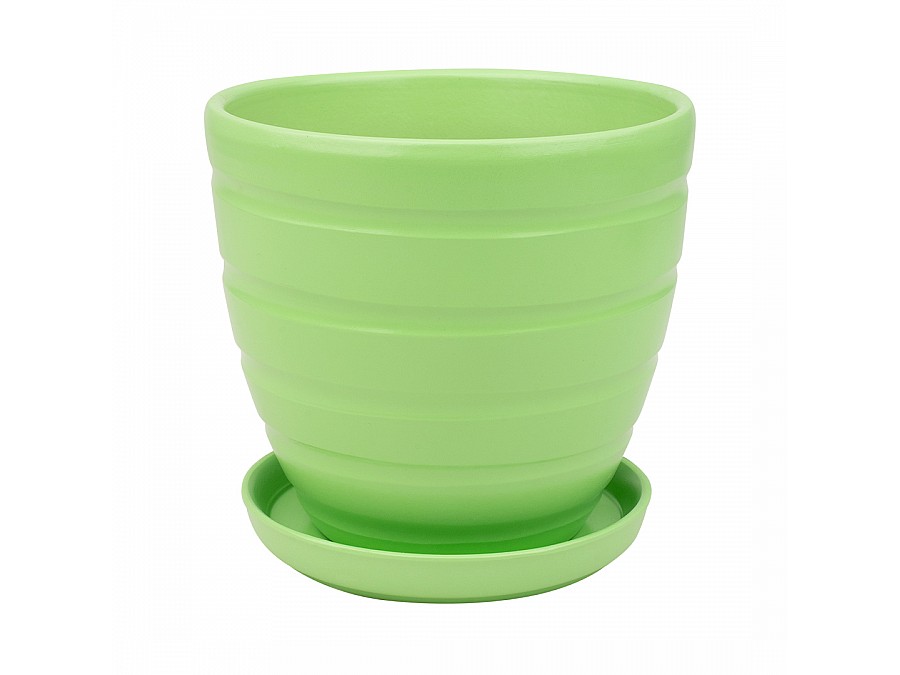 Керамический горшок с подставкой, 2,4л., Д175 Ш175 В160, зеленый