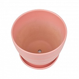 Керамический горшок с подставкой, 1,4л., Д145 Ш145 В130, коралловый