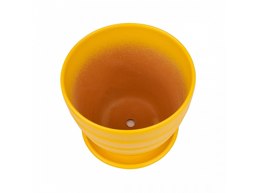 Керамический горшок с подставкой, 1,4л., Д145 Ш145 В130, желтый