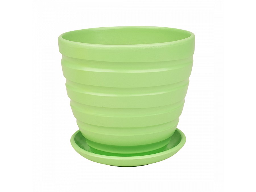 Керамический горшок с подставкой, 1,4л., Д145 Ш145 В130, зеленый