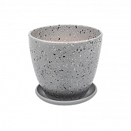 Керамический горшок Терраццо с подставкой, 1,4 л., Д135 Ш135 В130, серый