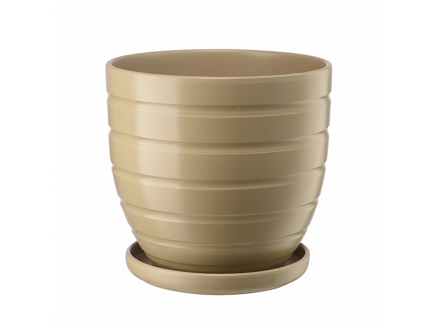 Керамический горшок с подставкой, 4,7л., Д210 Ш210 В200, капучино