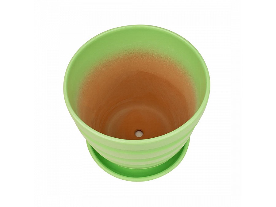 Керамический горшок с подставкой, 1,4л., Д145 Ш145 В130, зеленый