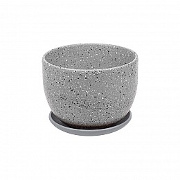 Керамический горшок Терраццо с подставкой, 0,5 л., Д115 Ш115 В105, серый