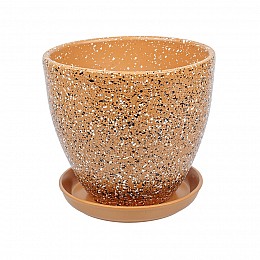 Керамический горшок Терраццо с подставкой, 2,4 л., Д175 Ш175 В158, терракотовый