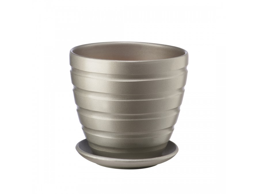 Керамический горшок с подставкой, 2,4л., Д175 Ш175 В165, антрацитовый