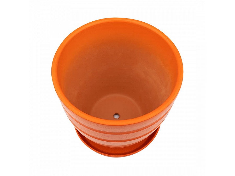 Керамический горшок с подставкой, 2,4л., Д175 Ш175 В160, рыжий