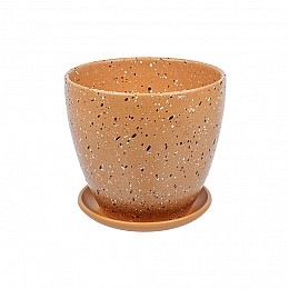 Керамический горшок Терраццо с подставкой, 1,4 л., Д135 Ш135 В130, терракотовый