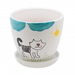 Керамический горшок с подставкой 