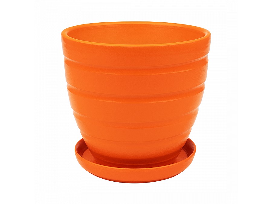 Керамический горшок с подставкой, 2,4л., Д175 Ш175 В160, рыжий