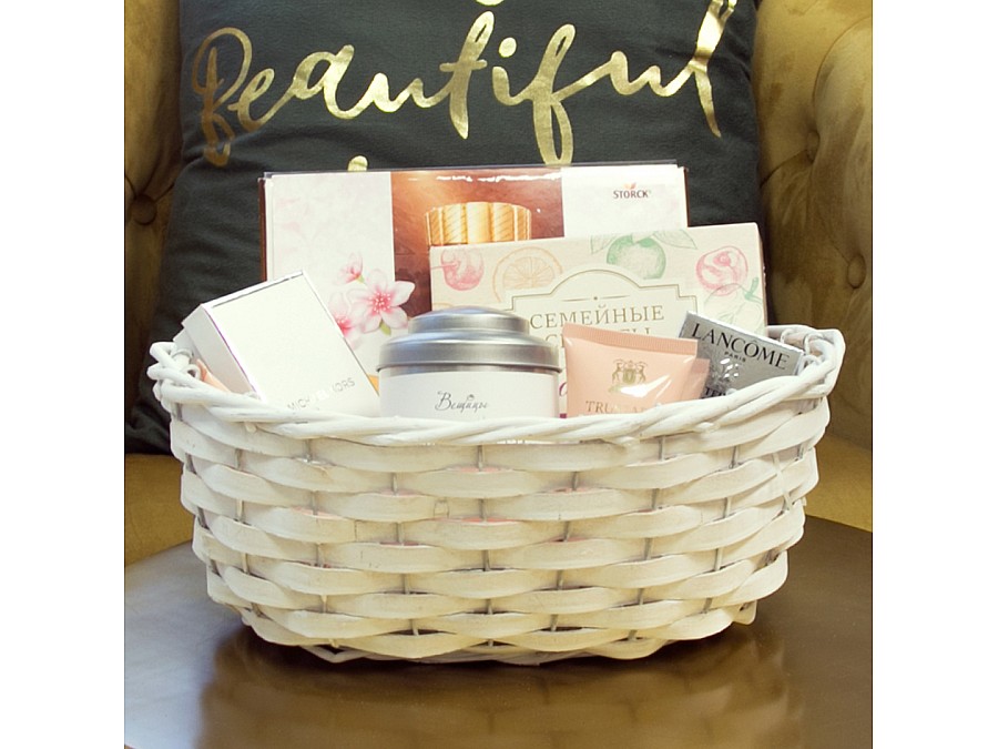 Корзина подарочная овальная Д340 Ш250 В140, белый