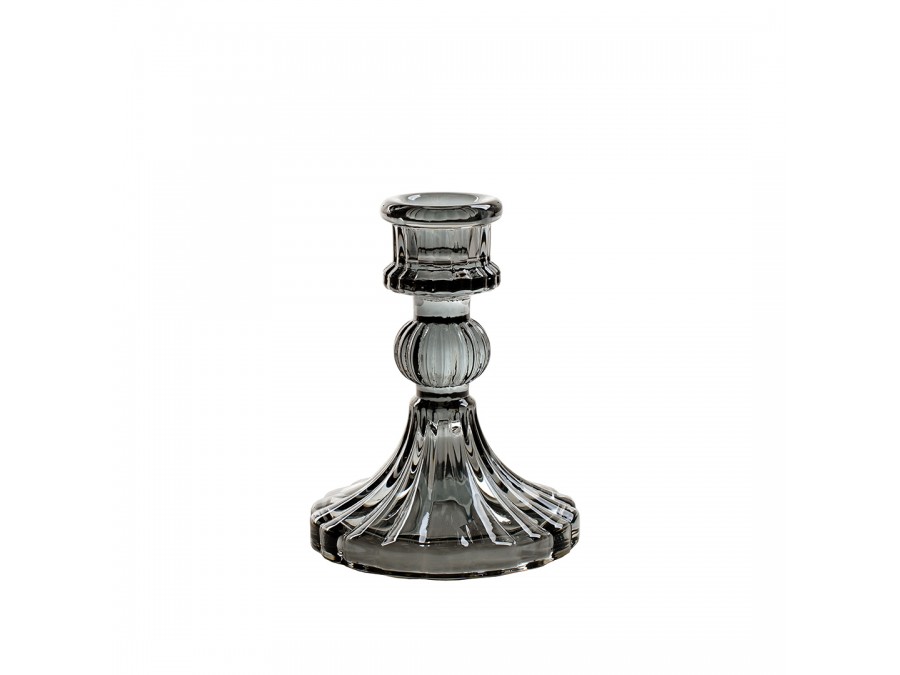 Декоративный стеклянный подсвечник, серый, Eden-16