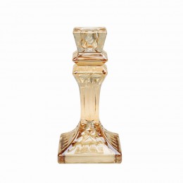 Декоративный стеклянный подсвечник, янтарный, Eden-04