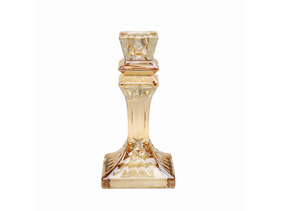 Декоративный стеклянный подсвечник, янтарный, Eden-04