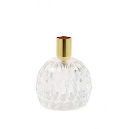 Декоративный подсвечник, прозрачный, золотой, Eden-01