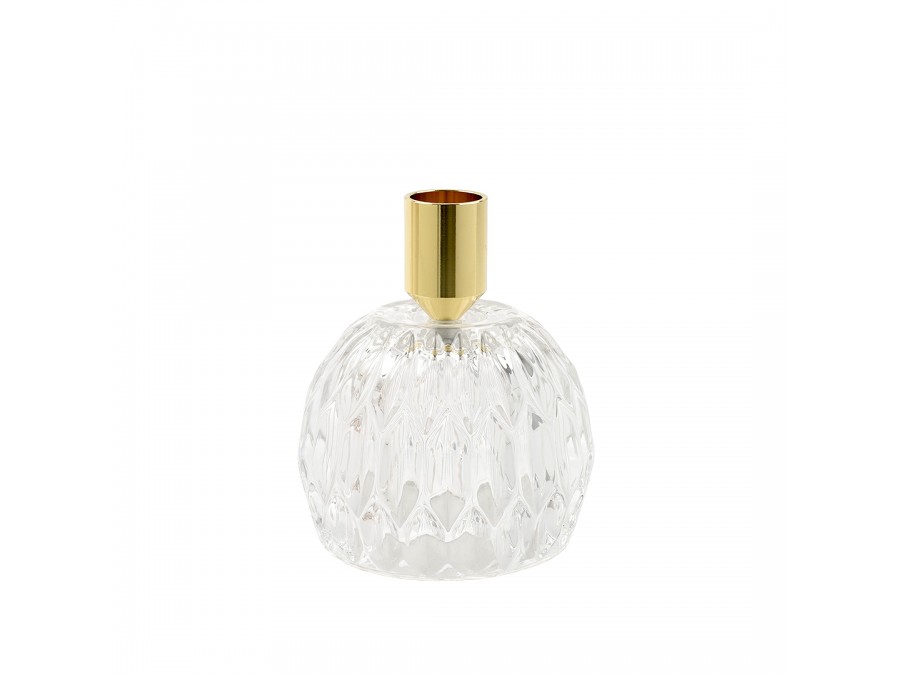 Декоративный подсвечник, прозрачный, золотой, Eden-01