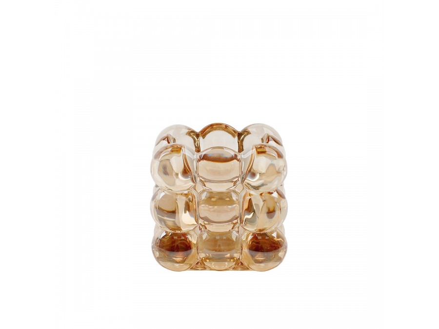 Декоративный стеклянный подсвечник, янтарный, Eden-10