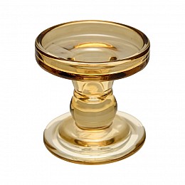 Стеклянный подсвечник, Д85 Ш85 В85, бежевый