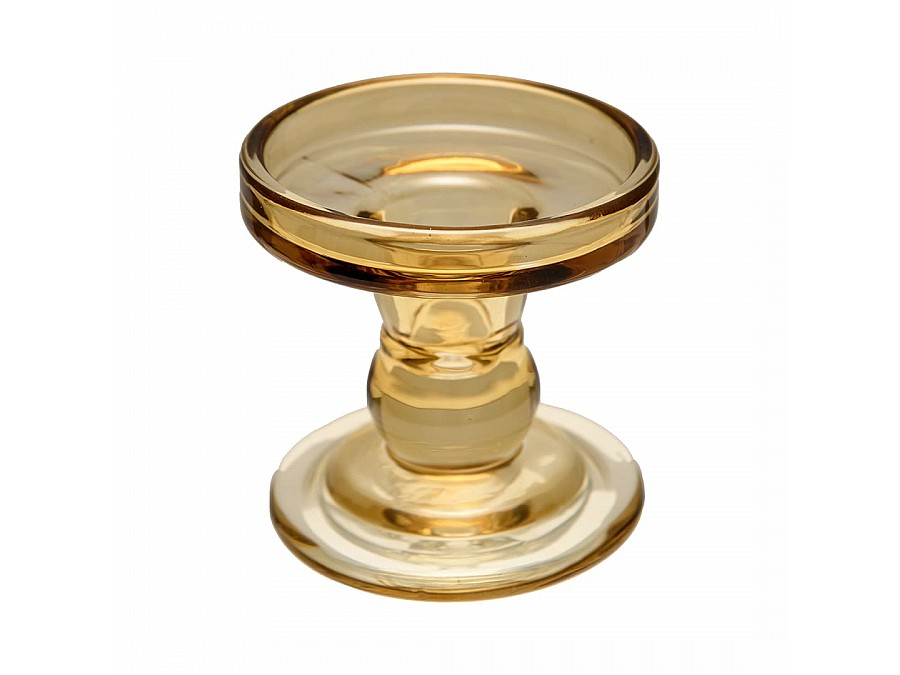 Стеклянный подсвечник, Д85 Ш85 В85, бежевый