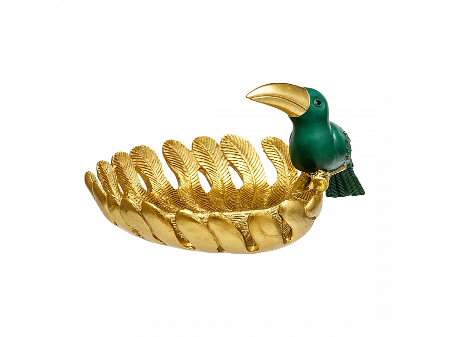 Подставка-блюдо Попугай, Д210 Ш170 В125, золотой, зеленый