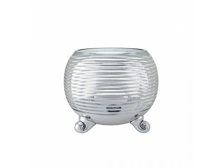 Декоративная ваза-подсвечник из стекла с cеребряным напылением, Д180 Ш180 В150, серебристый