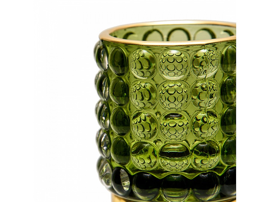 Декоративный подсвечник из цветного стекла, Д70 Ш70 В80, зеленый