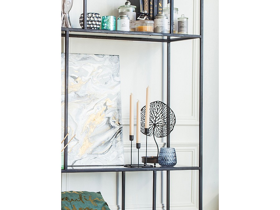 Металлический подсвечник Лист, Д210 Ш150 В350, черный
