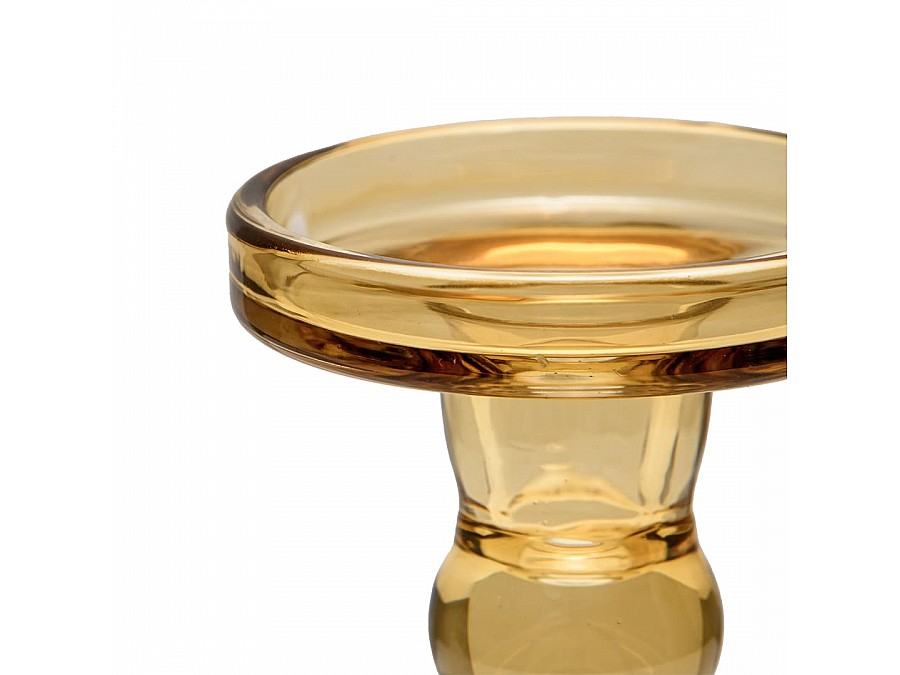 Стеклянный подсвечник, Д85 Ш85 В85, бежевый