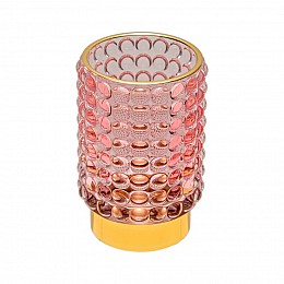 Декоративный подсвечник из цветного стекла, Д85 Ш85 В125, розовый