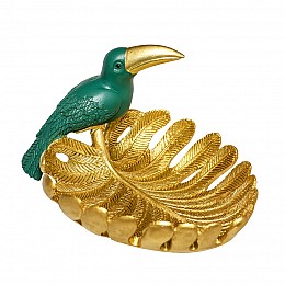 Подставка-блюдо Попугай, Д210 Ш170 В125, золотой, зеленый