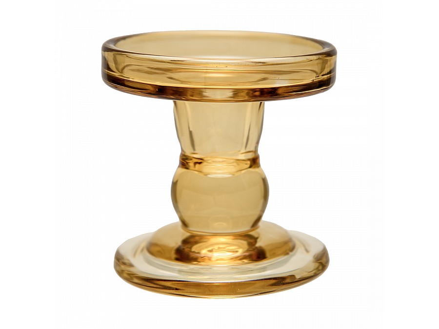 Стеклянный подсвечник, Д85 Ш85 В85, бежевый