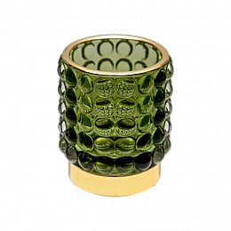 Декоративный подсвечник из цветного стекла, Д70 Ш70 В80, зеленый