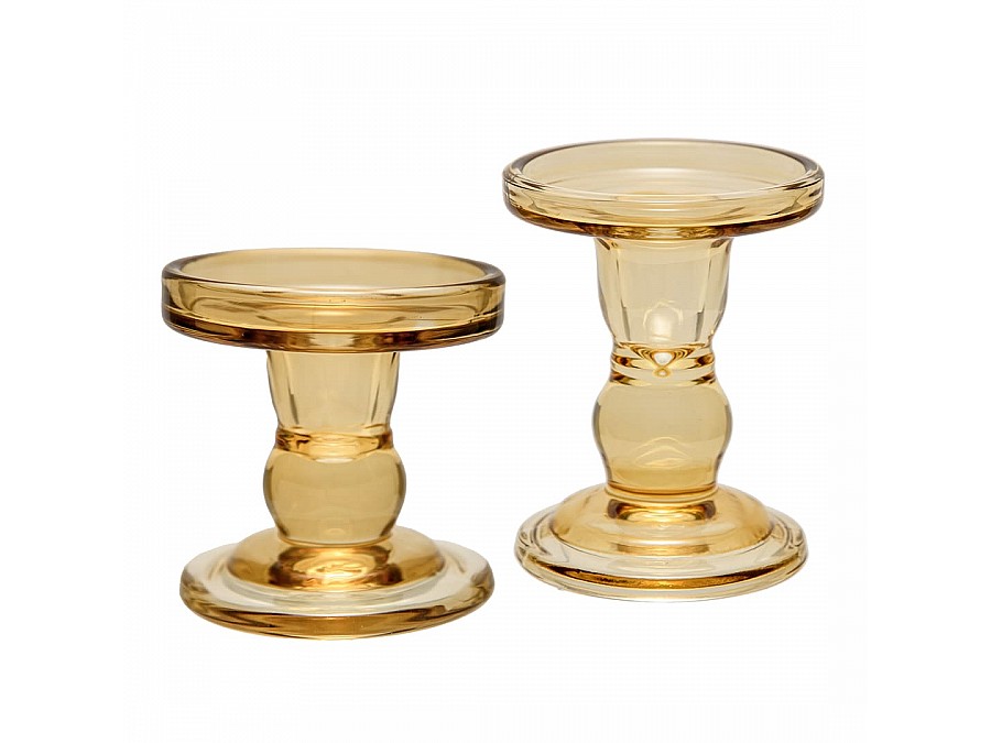 Стеклянный подсвечник, Д85 Ш85 В85, бежевый