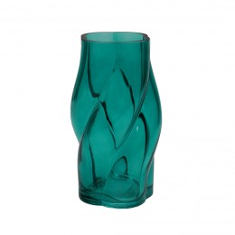 Декоративная ваза из цветного стекла, Д110 Ш110 В200, бирюзовый