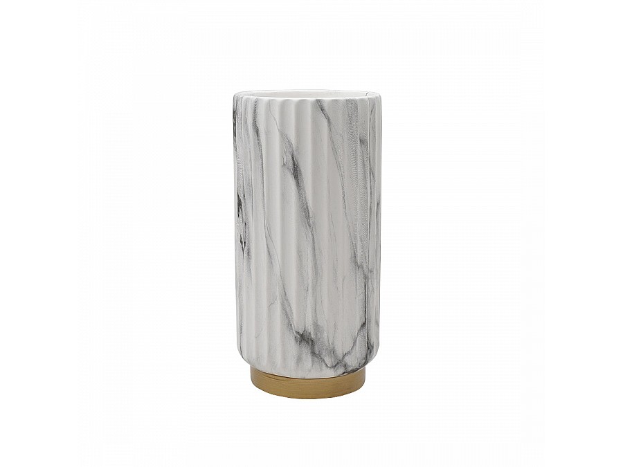 Декоративная ваза Рельеф, Д135 Ш135 В260, мраморный, золотой