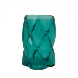 Декоративная ваза из цветного стекла, Д135 Ш135 В190, бирюзовый