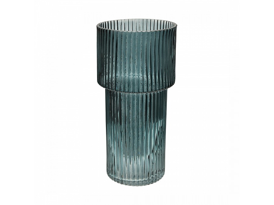 Декоративная ваза из рельефного стекла, Д95 Ш95 В200, синий