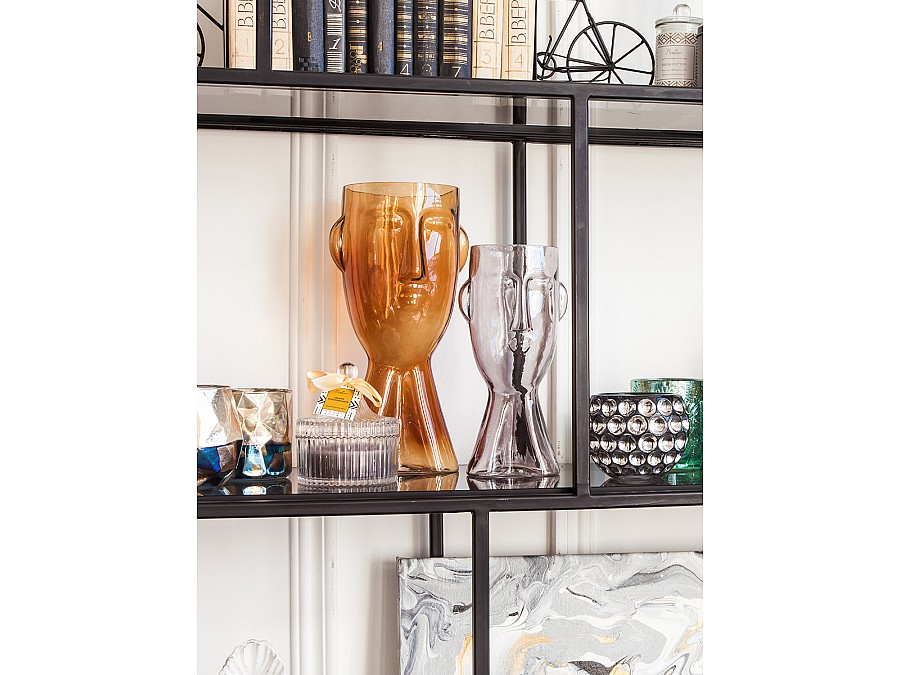 Стеклянная ваза Фейс, Д120 Ш110 В235, прозрачный