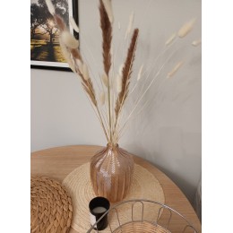 Декоративная стеклянная ваза, Д140 Ш140 В190, бежевый