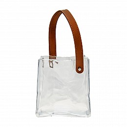 Декоративная ваза-сумка из стекла, Д155 Ш90 В160, прозрачный, коричневый