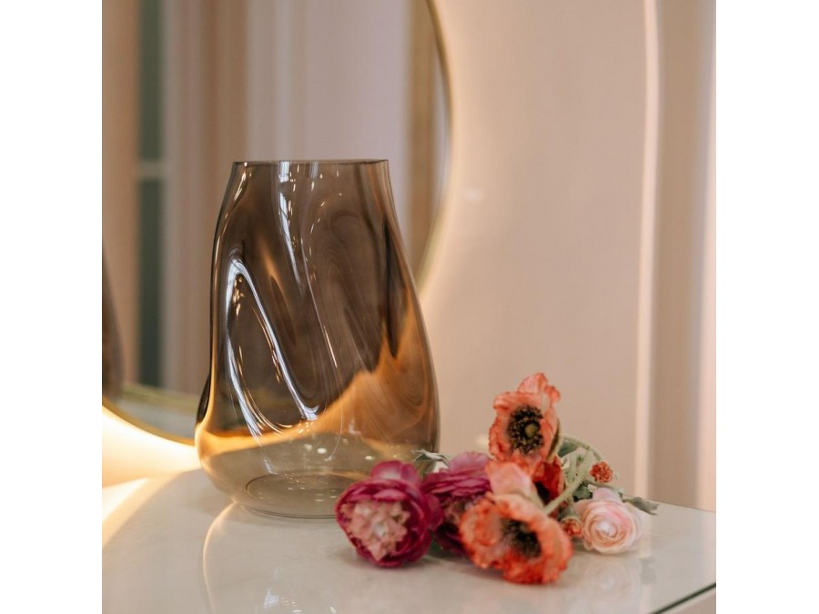 Декоративная ваза из стекла Динамика, Д190 Ш185 В267, коричневый