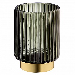 Декоративная ваза из цветного стекла с золотым напылением, Д145 Ш145 В180, серый