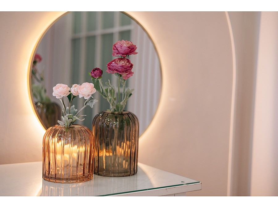 Декоративная ваза из стекла Рельеф, Д145 Ш145 В200, коричневый