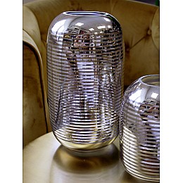 Декоративная ваза из стекла с cеребряным напылением, Д150 Ш150 В270, серебристый