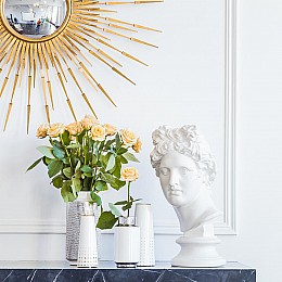 Декоративная ваза Контраст, Д100 Ш100 В200, белый с серебром