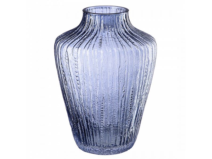 Декоративная ваза из дымчатого стекла, Д190 Ш190 В260, синий