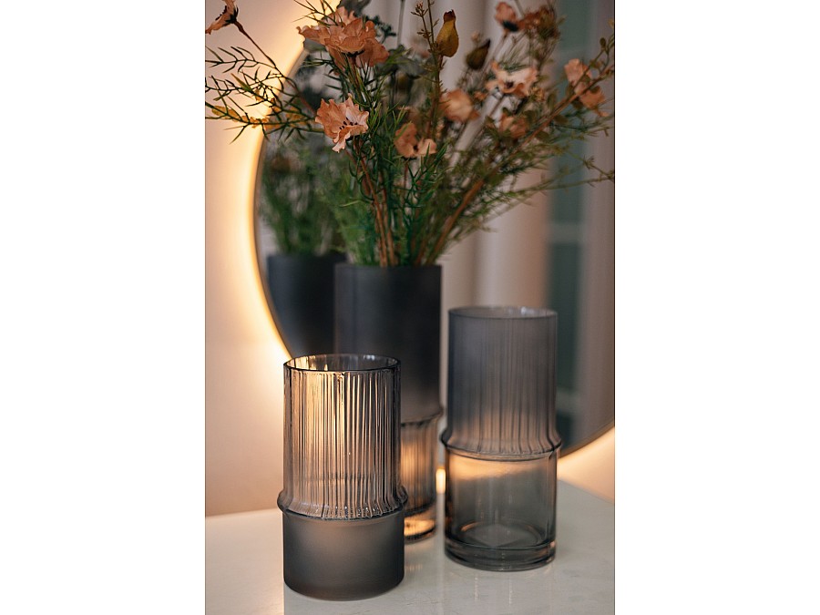 Декоративная ваза из комбинированного стекла, Д111 Ш111 В255, серый